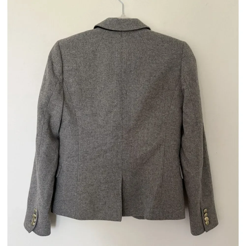 J Crew Schoolboy Heather Gray Wool Crest Button Preppy Academia Blazer Jacket 0